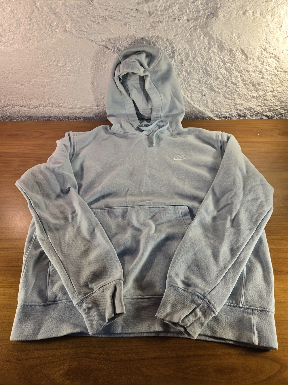 Nike light blue pullover club fleece hoodie with a kangaroo pocket Womens Medium